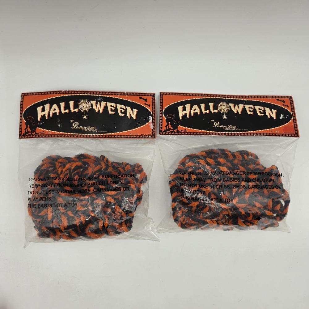 NEW Vintage Bethany Lowe Halloween Garland Chain Orange & Black 90" Long, 2 bags